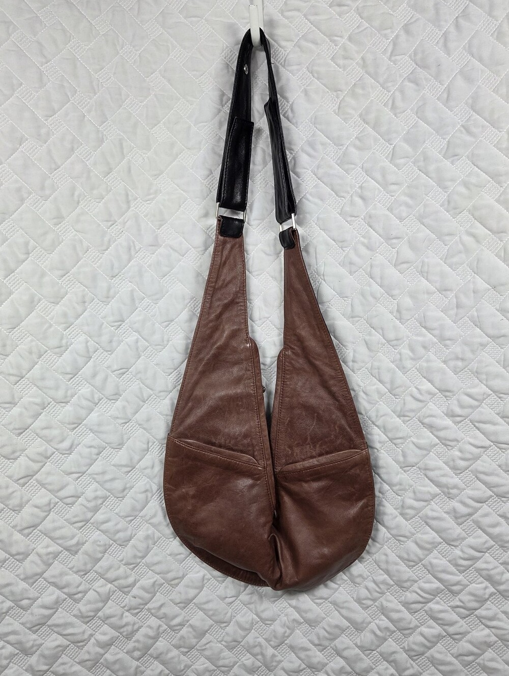 Sash Bag Cross Body Black Brown genuine leather